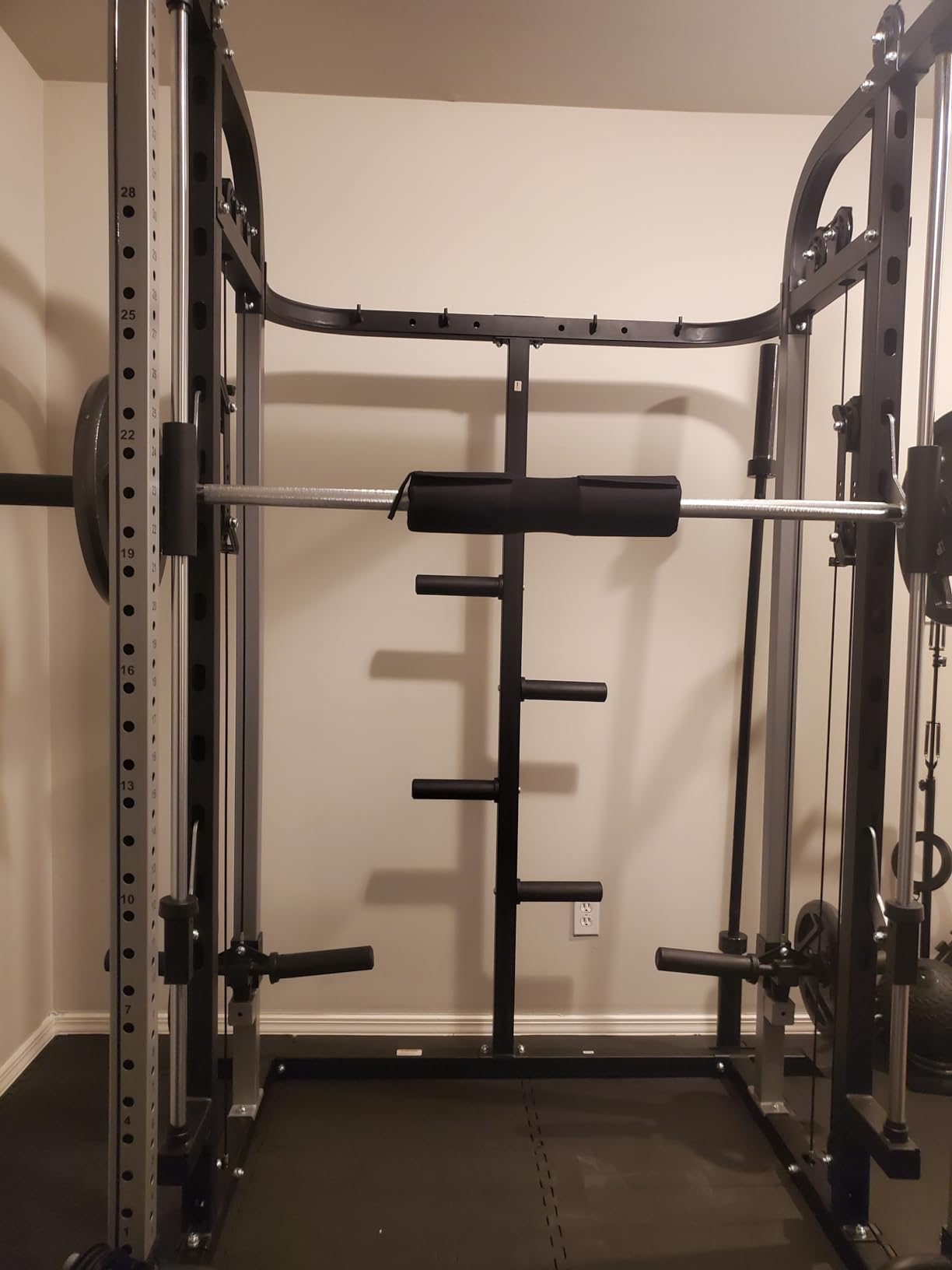 Smith Machine, Multifunctional Power Cage Rack with Smith Bar and Cable Pulley System, and LAT Pull Down Machine for Home Gym customer photo 1