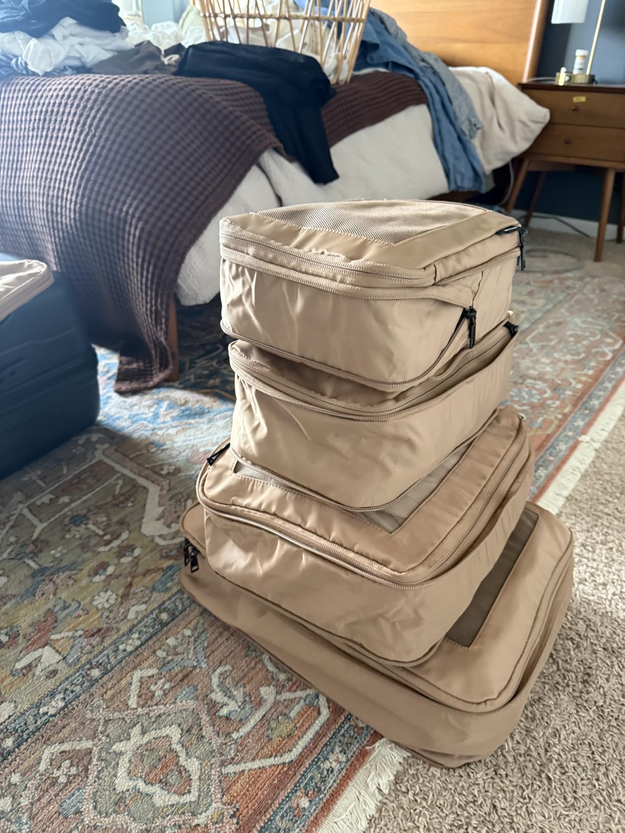 Aerotrunk Compression Packing Cubes for Travel, 6-Pack, Beige | Solves overpacking, 6-Piece set fits most suitcases, 50% Space savings, Compression luggage organizer bags customer photo 1