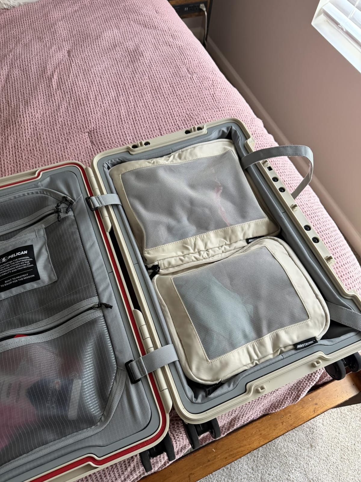 Aerotrunk Compression Packing Cubes for Travel, 6-Pack, Beige | Solves overpacking, 6-Piece set fits most suitcases, 50% Space savings, Compression luggage organizer bags customer photo 2