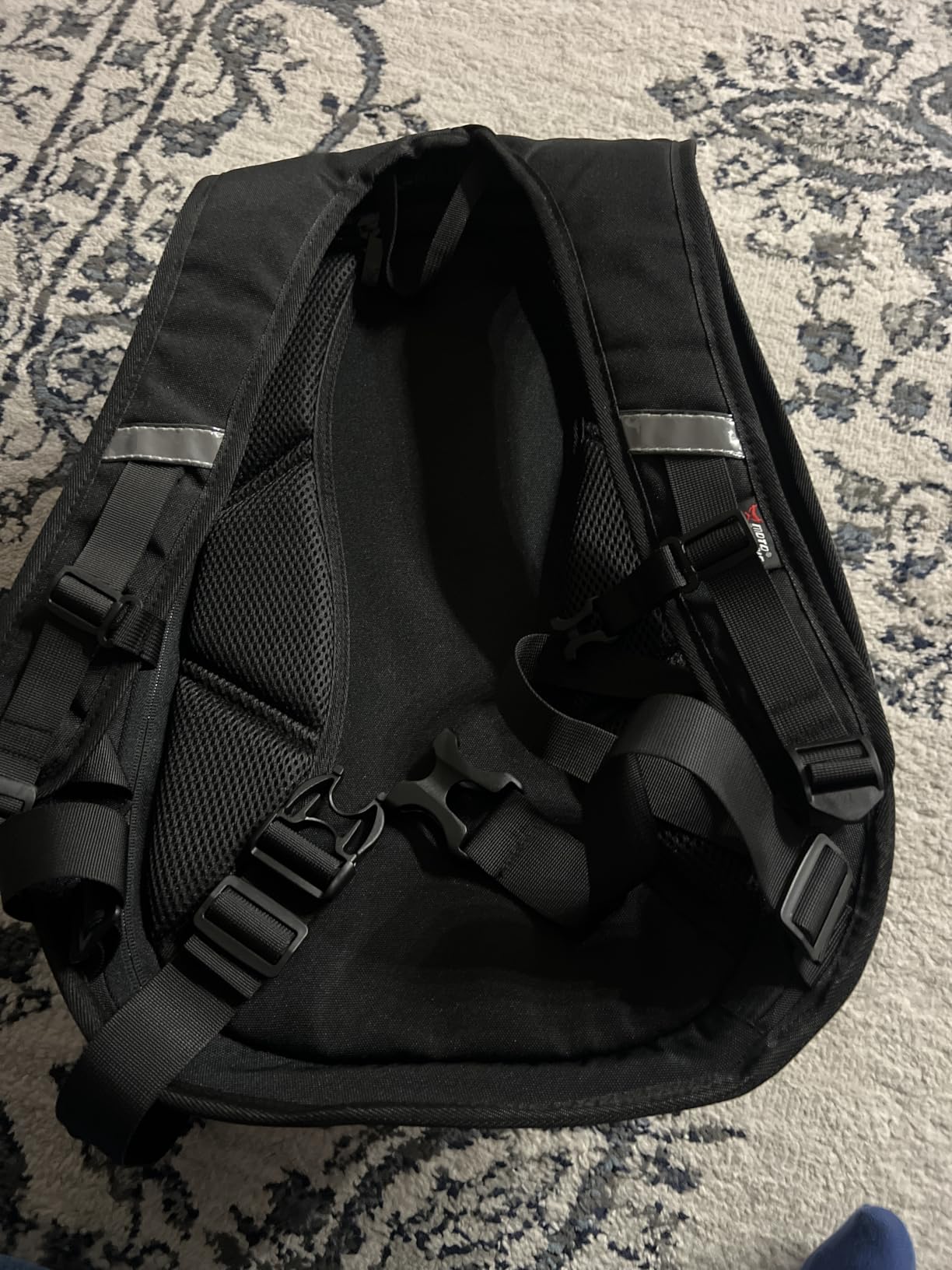 Motorcycle Backpack Waterproof Large Capacity Carbon Fiber Rider Backpack Hard Shell Reflective Motorbike Travel Suitcase Light Version (Black) customer photo 2