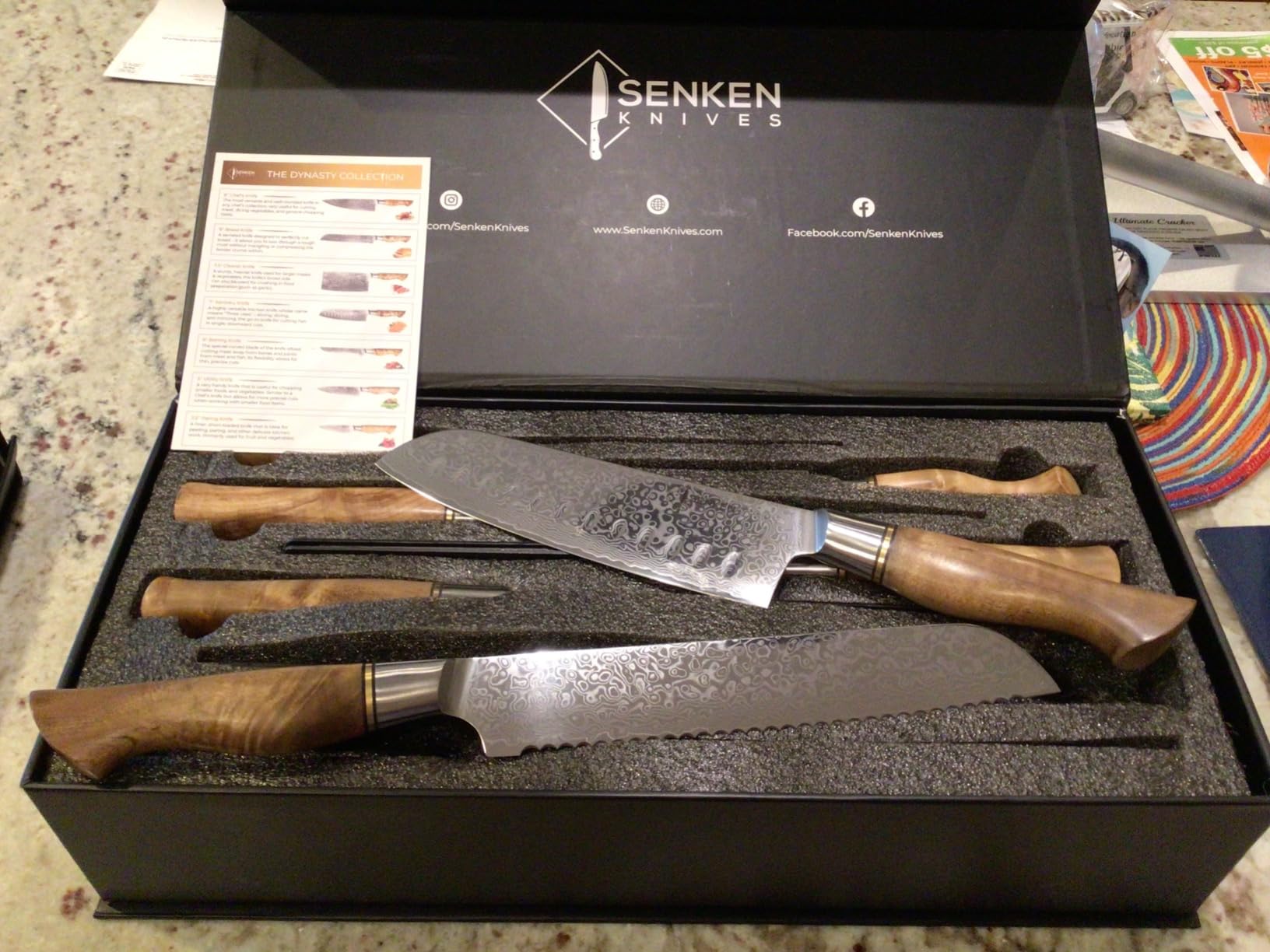 SENKEN 7-Piece Damascus Kitchen Knife Set - Dynasty Collection - 67-Layer Japanese VG10 Steel with Sycamore Wood Handles customer photo 1