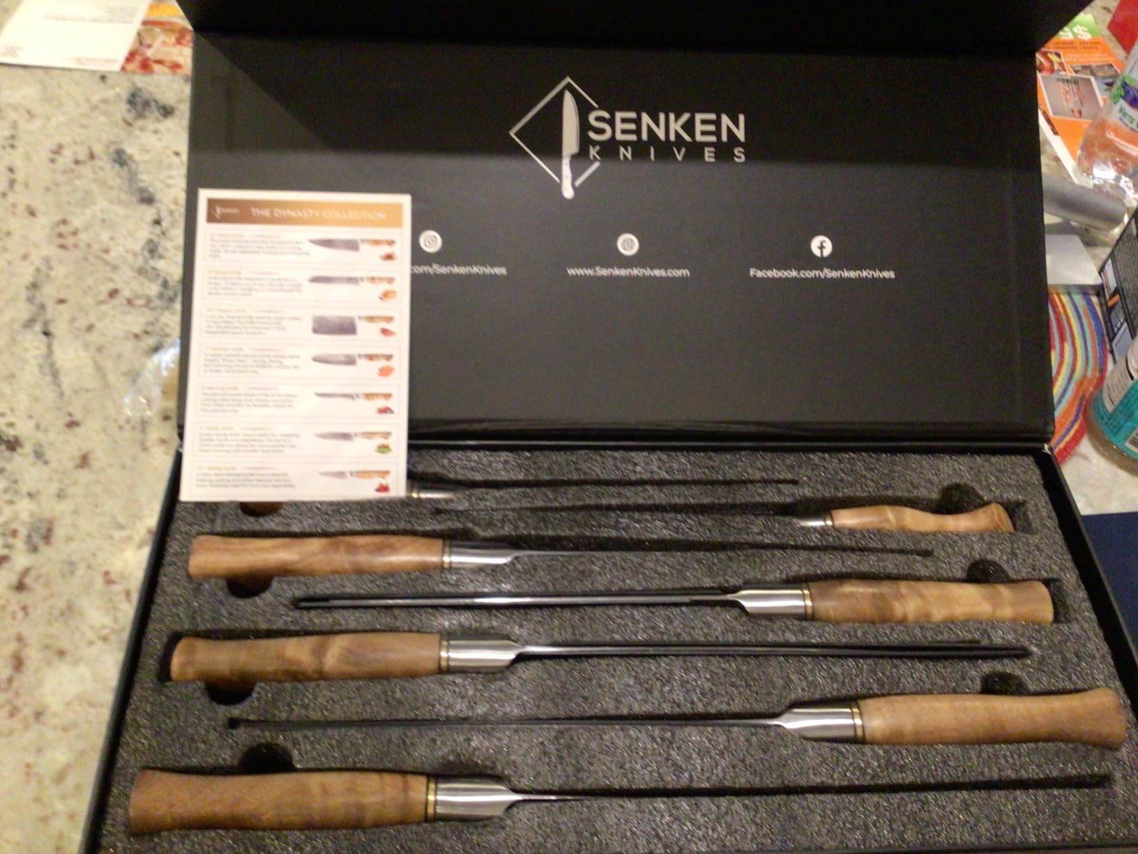SENKEN 7-Piece Damascus Kitchen Knife Set - Dynasty Collection - 67-Layer Japanese VG10 Steel with Sycamore Wood Handles customer photo 2