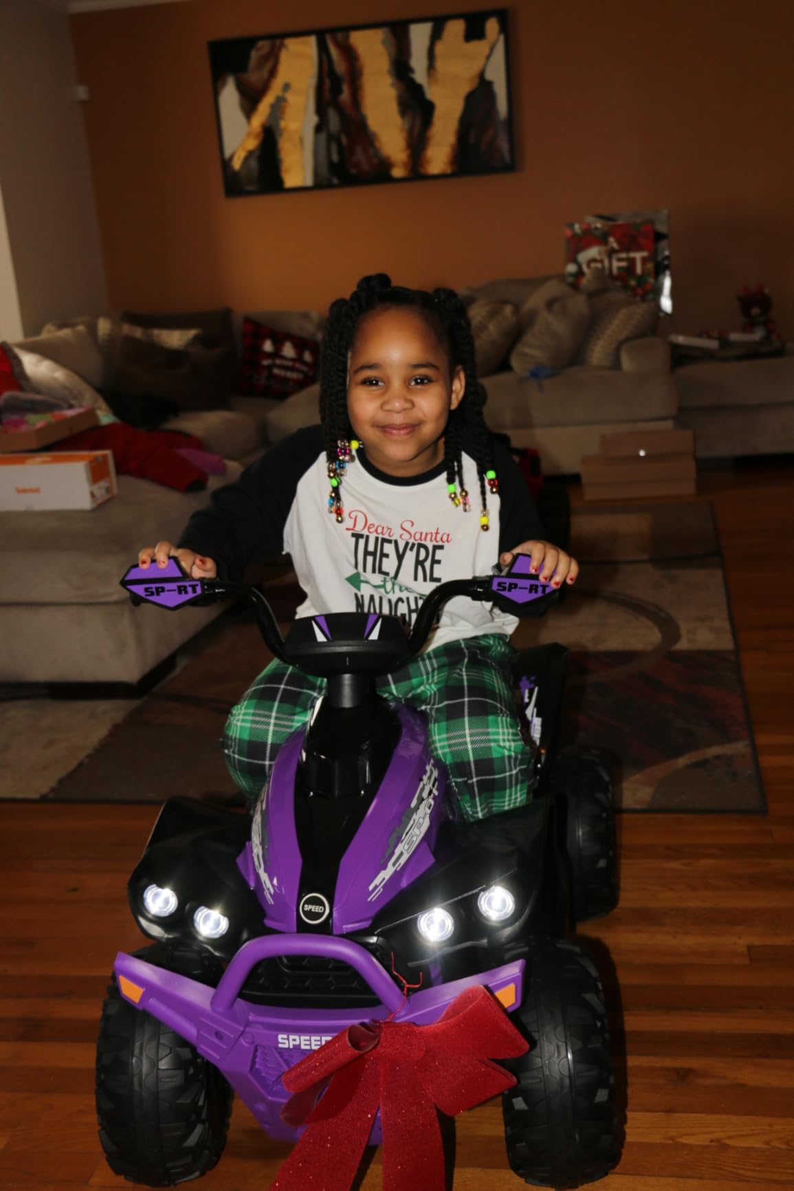 INFANS Kids Ride on ATV, 12V 4 Wheeler Quad Toy Vehicle with Music, Horn, High Low Speeds, LED Lights, Electric Ride On Toy, Battery Powered Wheels Car for Kids 3-8 Years Old (Blue) customer photo 2