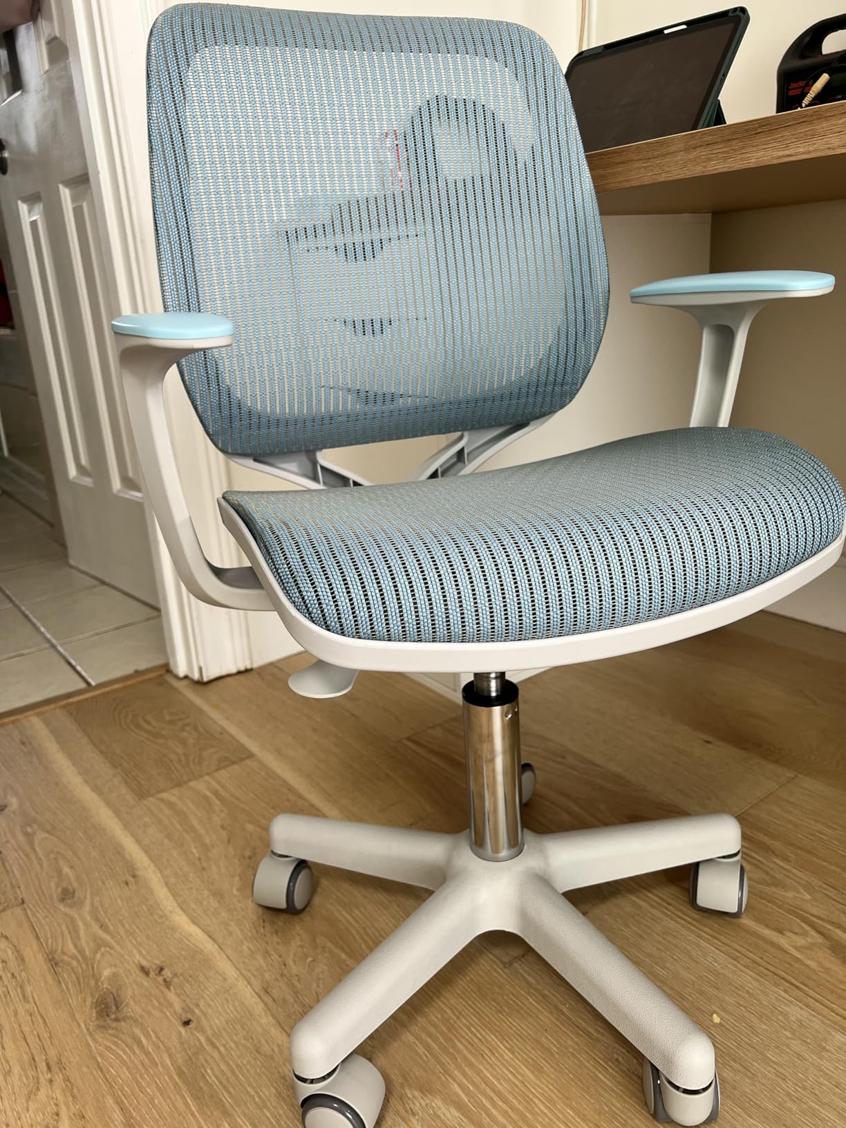 Costzon Kids Desk Chair, Height Adjustable Children Study Computer Chair with Armrests, Sit-Brake Casters, Swivel Mesh Task Chair for Boys Girls Teens Students (Blue) customer photo 1
