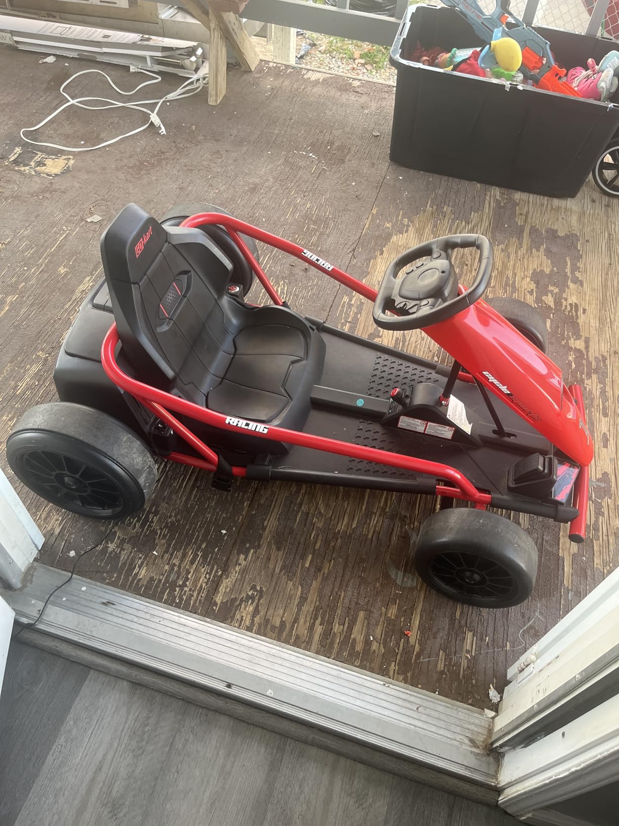 Aosom 24V 8.1 MPH Electric Go Kart Drifting Car Kids Ages 8-12 Red | Battery Powered Ride on Toy, Slow Start, Music, Horn Honking, Safety Belt, 154 lb Max Weight, Outdoor Use customer photo 1