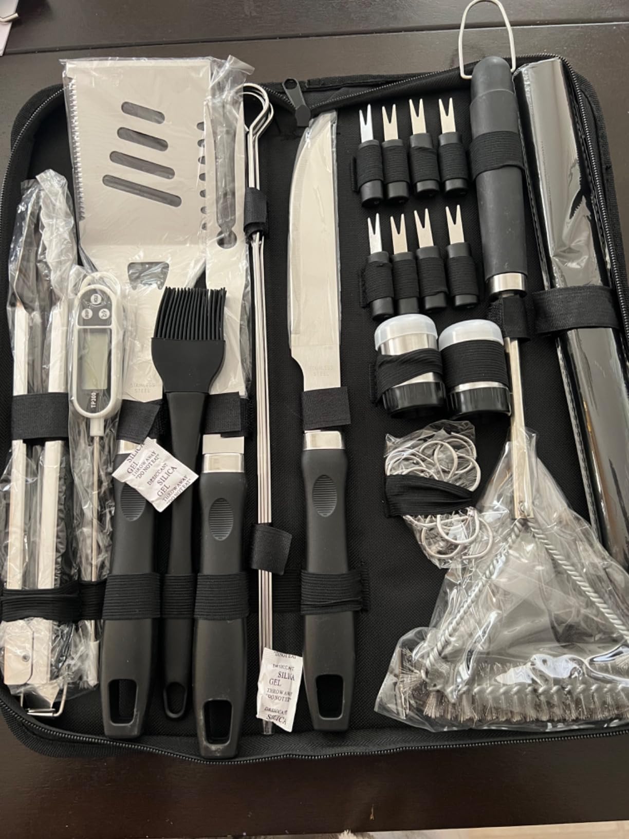 RINPIR 31pcs BBQ Grill Accessories Gifts for Men Dad, Heavy Duty Grilling Tools Gift Set for Father's Day, Stainless Steel BBQ Utensils Kit with Mats, Grill Brush in Carrying Bag Brown customer photo 1