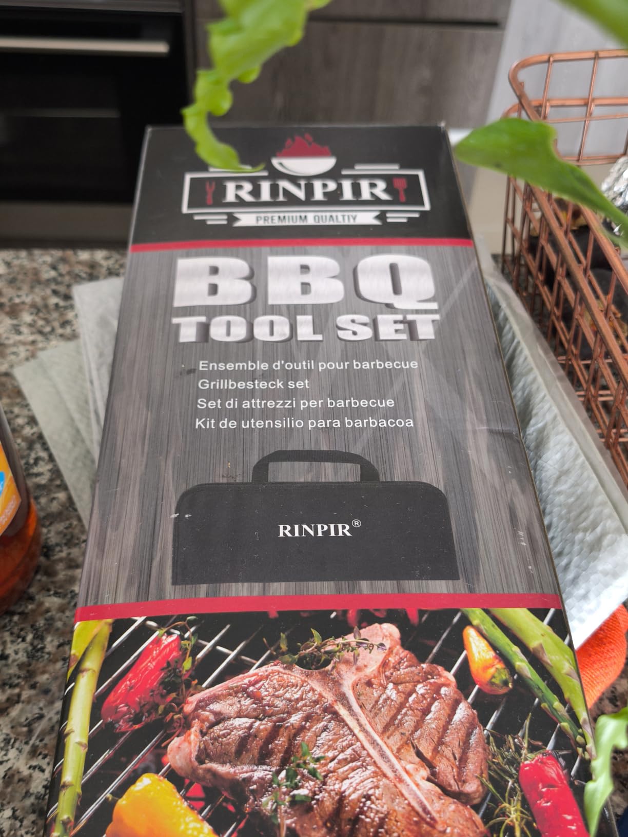 RINPIR 31pcs BBQ Grill Accessories Gifts for Men Dad, Heavy Duty Grilling Tools Gift Set for Father's Day, Stainless Steel BBQ Utensils Kit with Mats, Grill Brush in Carrying Bag Brown customer photo 2