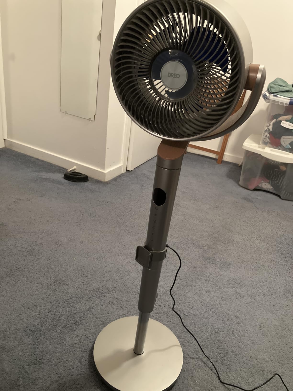 DREO Fan for Bedroom, 120°+120° Omni-directional Oscillating Fan, 90ft, DC Motor, 20 dB Quiet Standing Pedestal Fans, 8 Speeds, 3 Modes Circulator with Remote, 35-40