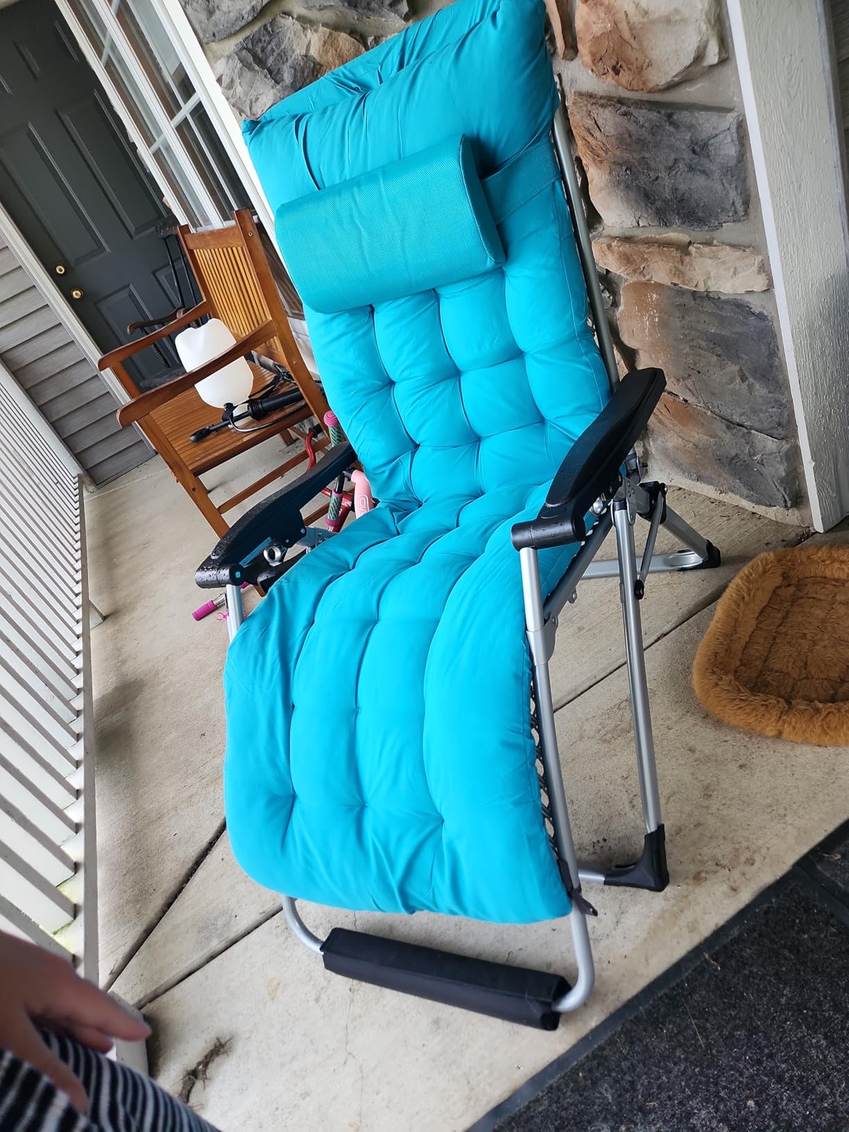 Slendor Oversized Zero Gravity Chairs XL, 29in Padded Recliner Chair, Black | Reclining Lounge Chair, Folding Anti Gravity Chairs w/Aluminum Alloy Lock, Headrest, Cup Holder, Support 440lbs, for Lawn Patio customer photo 2