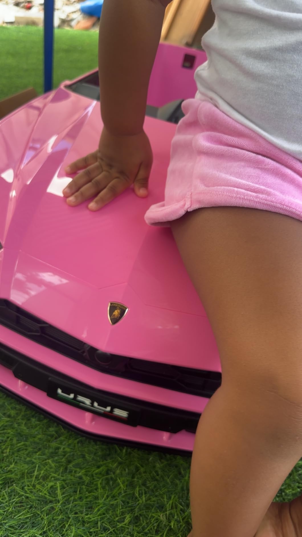 Electric Car for Kids 12V Licensed Lamborghini Ride On Car with Remote Control,Max Speed 2.5Mph,LED Lights,Music Players,Lockable Doors,Spring Suspension,Toddler Cars to Drive,Pink customer photo 1
