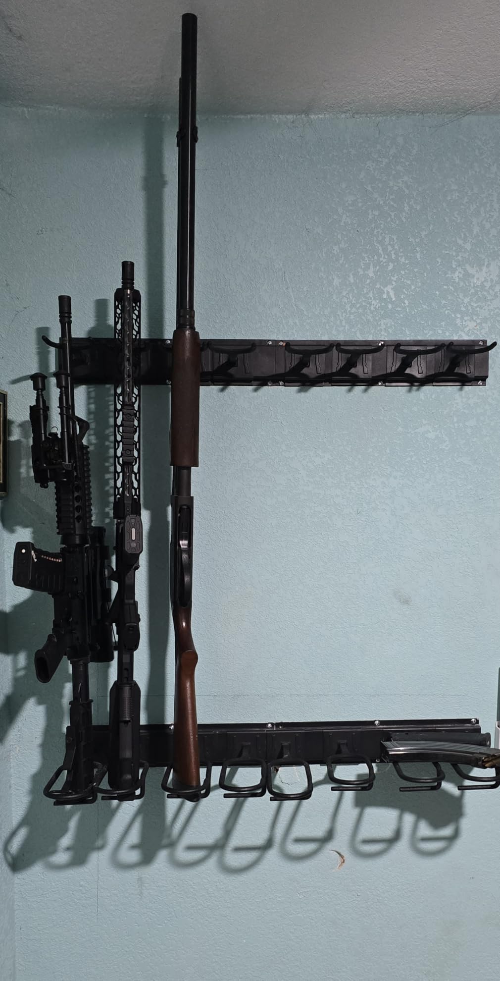 Upbci Gun Rack Wall Mount, Aluminium Alloy Gun Racks for Wall, Adjustable 4/8/12 Slot Indoor Gun Racks Securely Hold Shotguns Rifles Rack customer photo 2