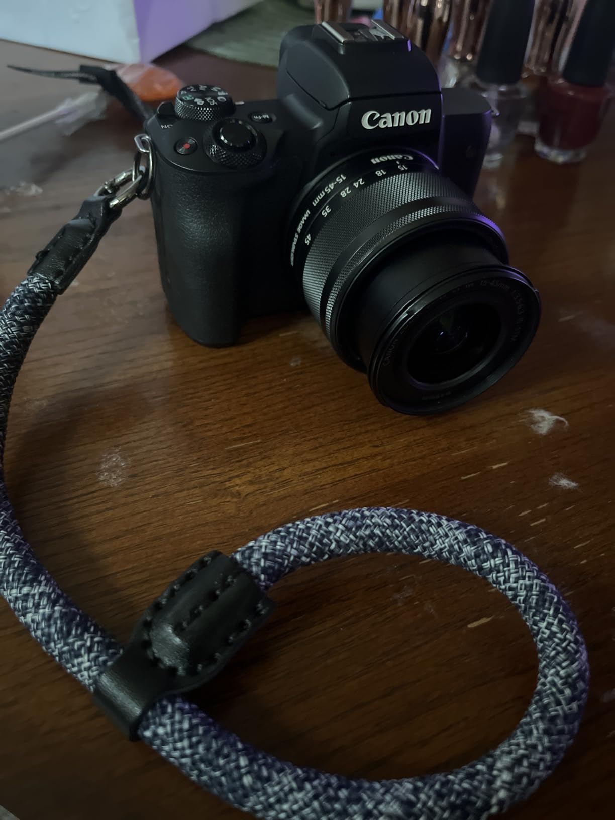 VOVMOEYA Rope Camera Wrist Strap, Camera Hand Strap Compatible with A6400 A6000 A7 IV, for Fujifilm X100V for Nikon Zf Z30 for Canon EOS R6 R7 R8 R10 Camera Wrist Straps for dslr - Black customer photo 1