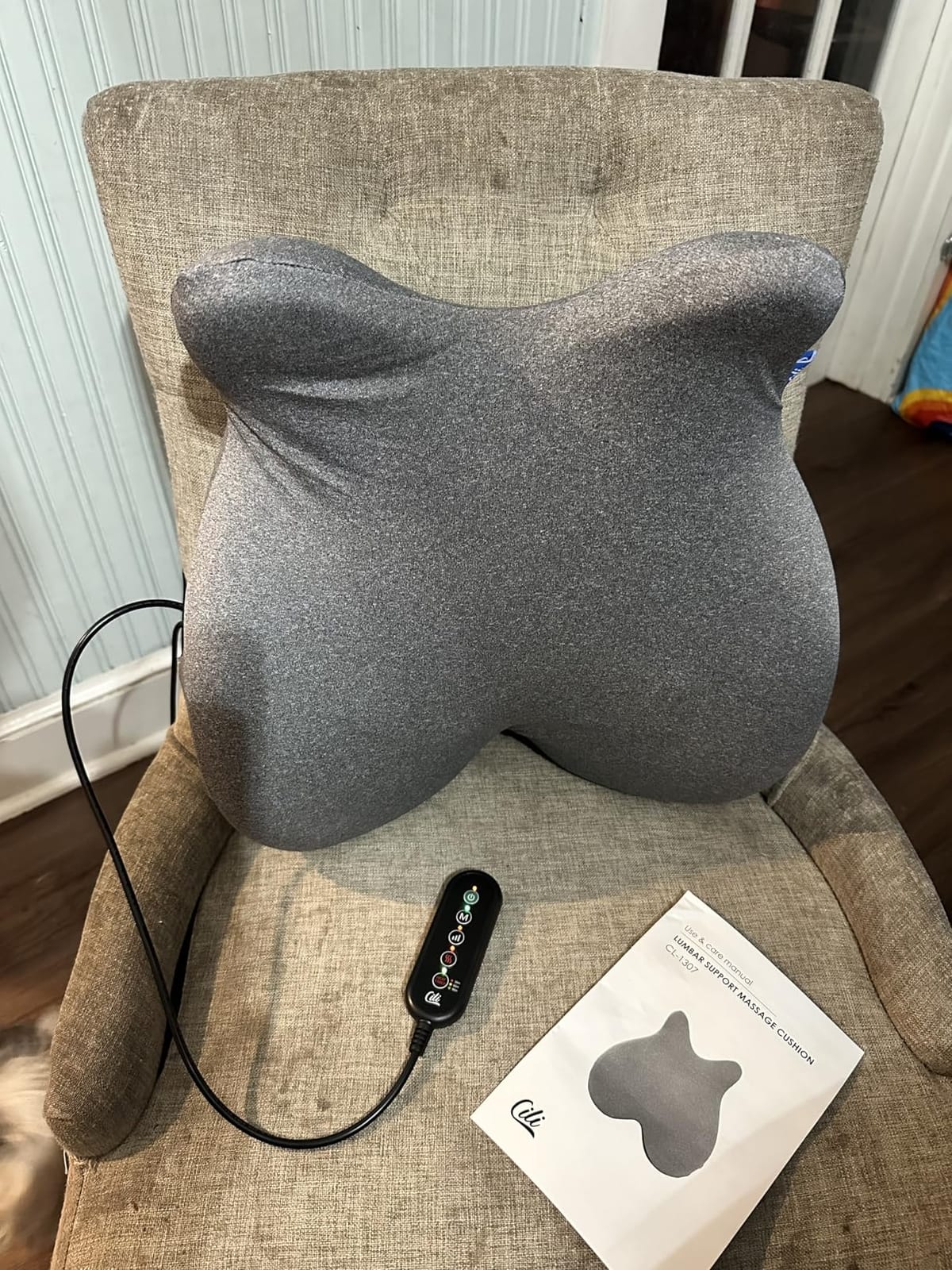 CILI Heated Lumbar Support Pillow for Office Chair, Ergonomic Back Support Cushion with Vibration, Memory Foam Chair Back Massager, Gifts for Mom Dad customer photo 1