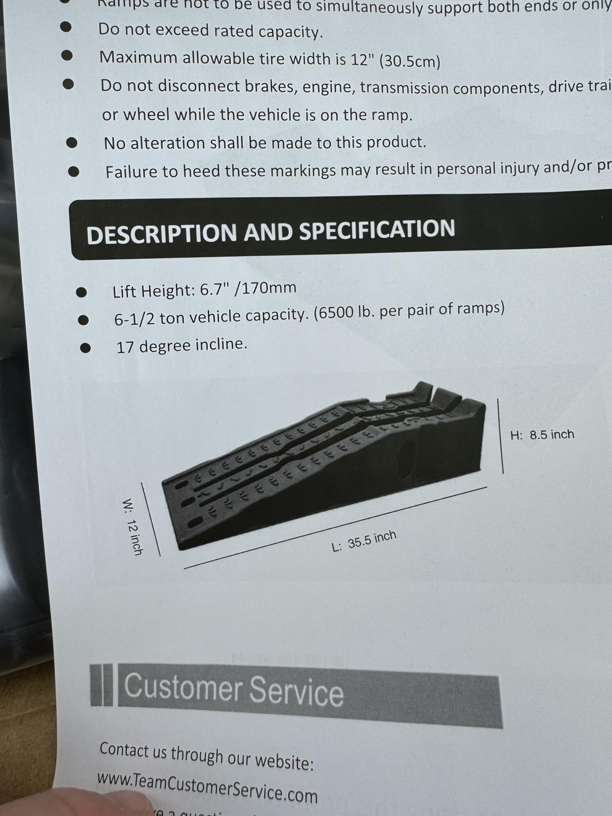 Car Ramps 2-Pack by Stalwart - 13,000lb GVW Capacity, 6,500lb Per Pair, Heavy-Duty for SUV, Pickup Truck customer photo 1