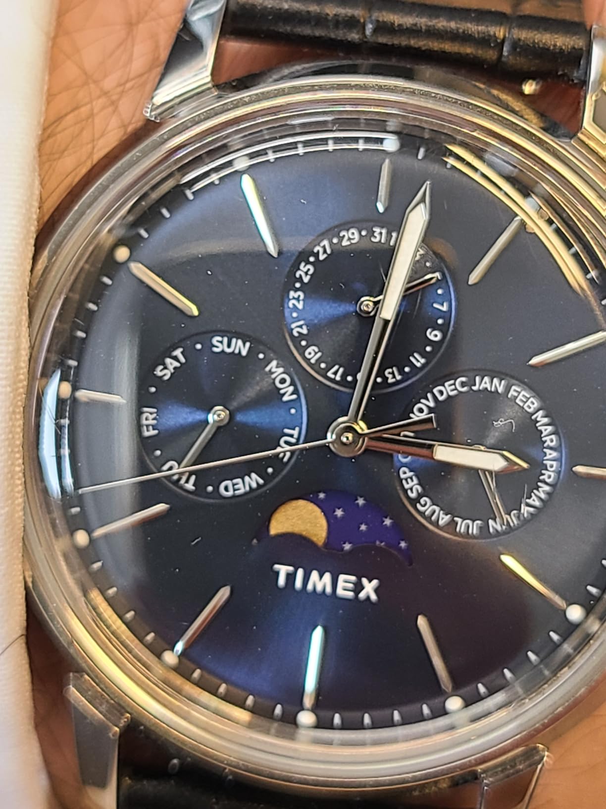 Timex Men's Marlin Moon Phase 40mm Watch - Black Strap Blue Dial Stainless Steel Case customer photo 1