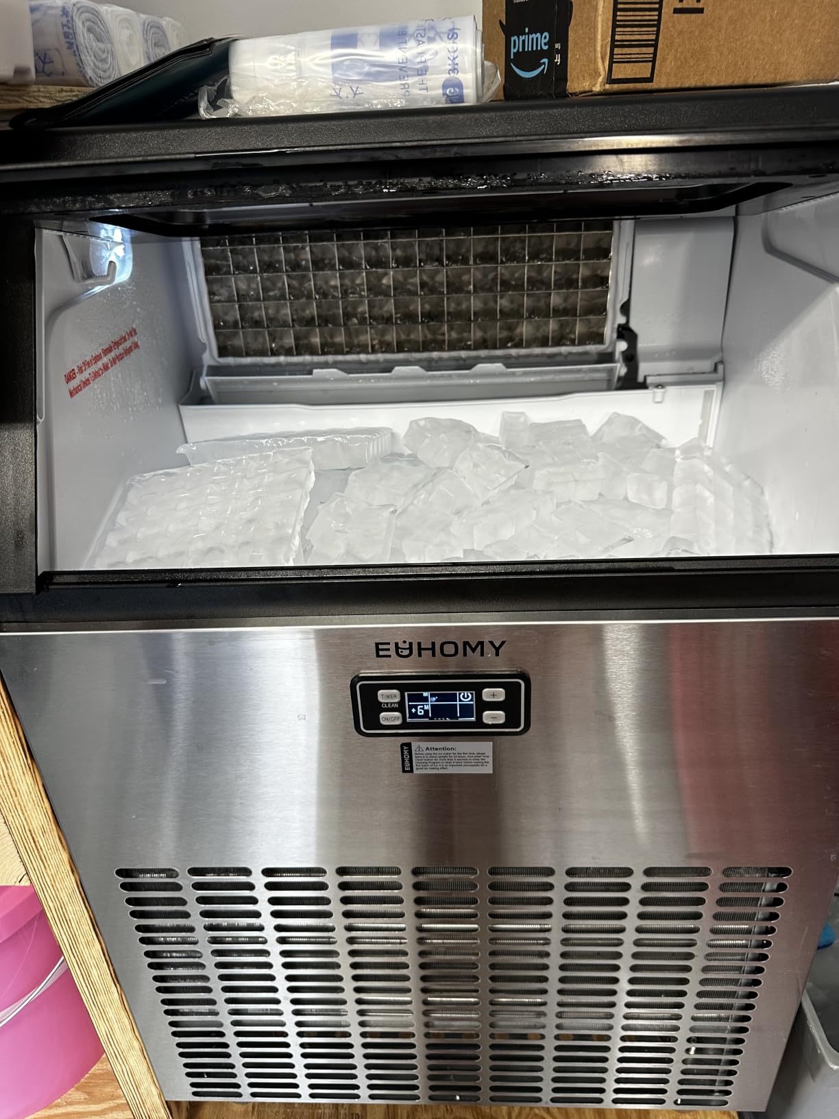 EUHOMY Commercial Ice Maker Machine, 200lbs Daily Output, Under Counter ice Machine with 65lbs Ice Storage Capacity, Perfect for Home/Bar/Restaurant/Outdoor Activities(Stainless Steel) customer photo 1
