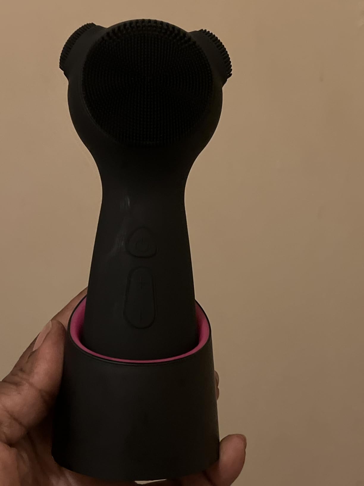 Silicone Face Scrubber Exfoliator Electric for Men Women, Rechargeable Facial Cleansing Brush with Wireless Charging Dock, Waterproof Sonic Vibrating Face Scrub Brush Cleanser for Exfoliating (Black) customer photo 2