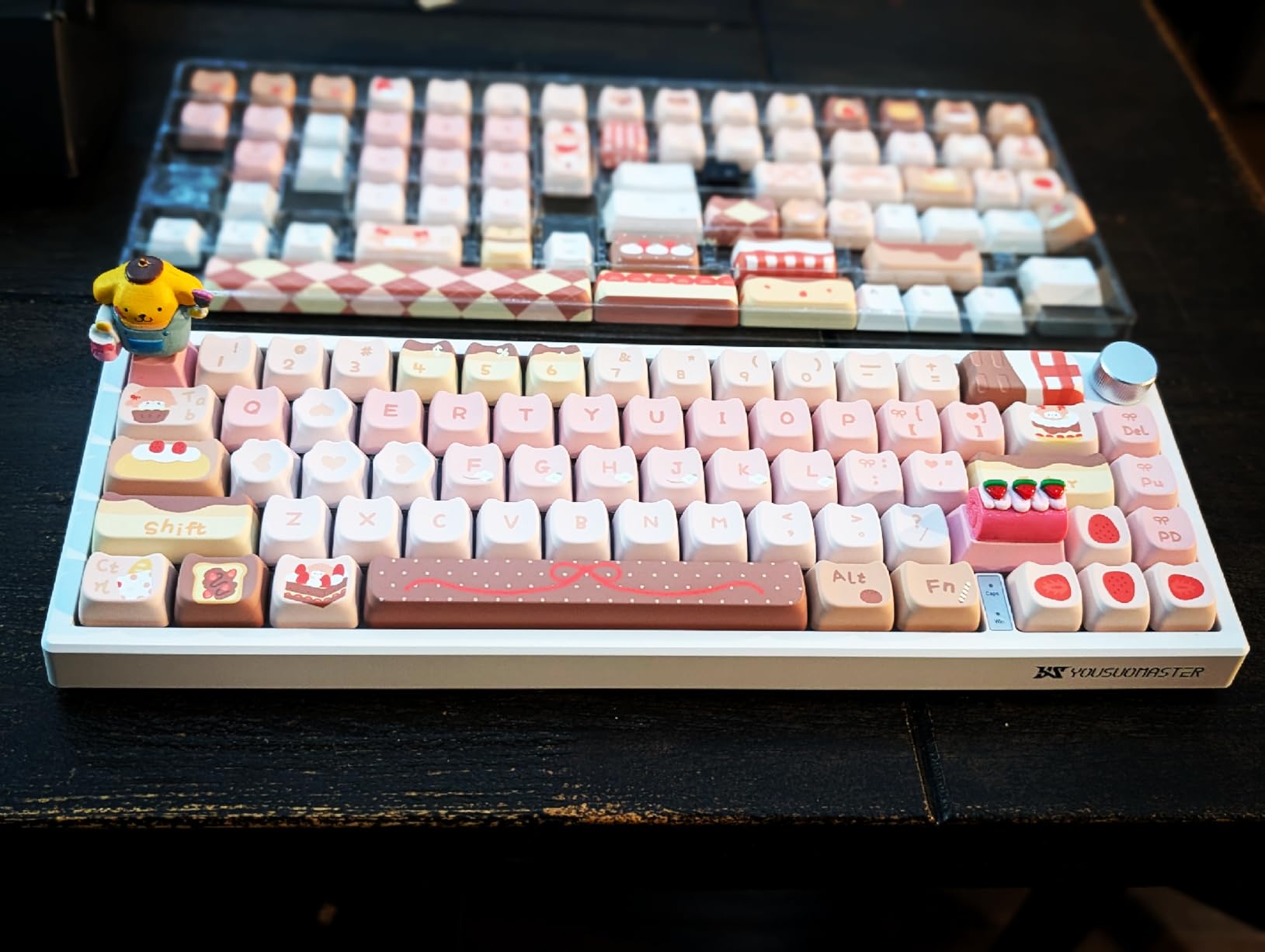 X82 Wired Gaming Keyboard with Volume Knob | 60% Mechanical Keyboard Gasket Mount RGB Backlit with Software, Mini Keyboards with 66 Keys Hot Swappable Red Switch, White customer photo 1
