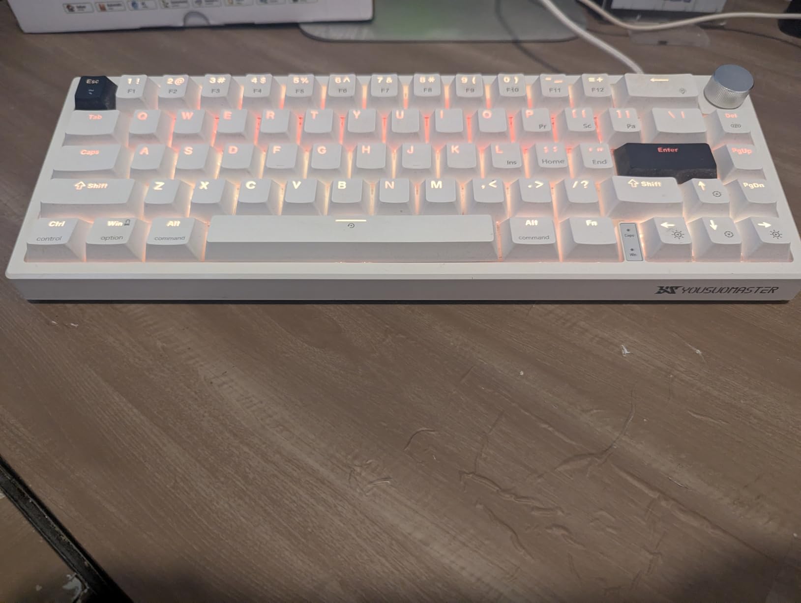 X82 Wired Gaming Keyboard with Volume Knob | 60% Mechanical Keyboard Gasket Mount RGB Backlit with Software, Mini Keyboards with 66 Keys Hot Swappable Red Switch, White customer photo 2