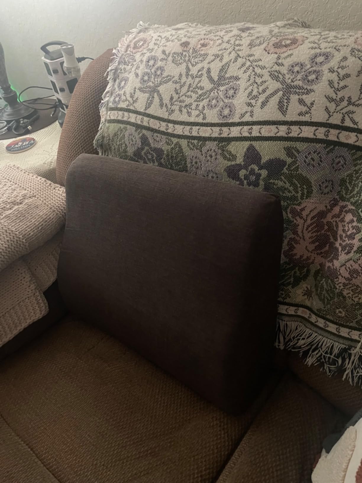 Back Support Pillow for Recliner Dual Layer Lumbar Support Pillow with Gel Memory Foam Ergonomic Orthopedic Couch Lumbar Cushions for Elderly Lower Back Pain Relief Washable Cover Brown customer photo 1