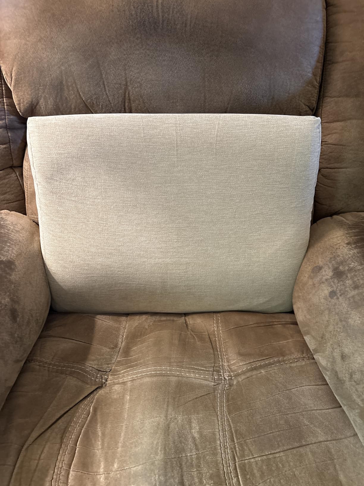 Back Support Pillow for Recliner Dual Layer Lumbar Support Pillow with Gel Memory Foam Ergonomic Orthopedic Couch Lumbar Cushions for Elderly Lower Back Pain Relief Washable Cover Brown customer photo 2