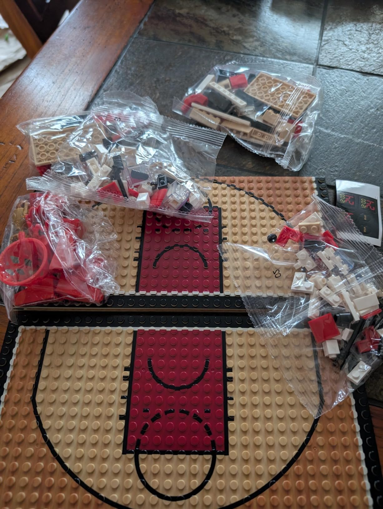 Building Blocks Toy - Basketball Court Baseplates and Sets of 2 Basketball Hoop Basketball Goal Building Bricks for Basketball Game - Compatible with Major Brands (Basketball Playset/Red) customer photo 2