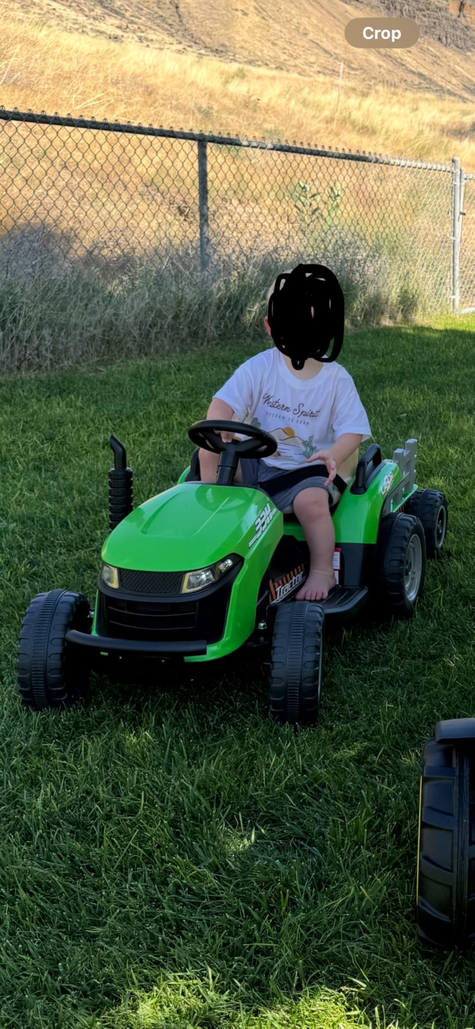 ARBELI 12V 7AH Kids Ride On Tractor w/Trailer & Remote Control, Green | dual 45w motors, shifter, 66lbs weight capacity, bluetooth music, birthday gift customer photo 1