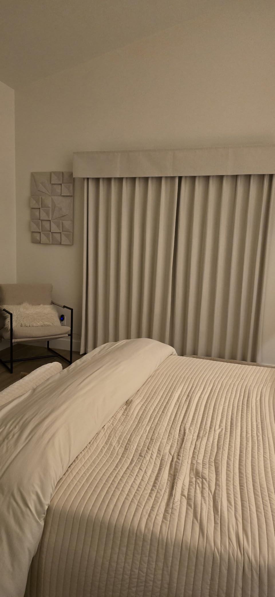 Wi-Fi Motorized Smart Blackout Curtains, Light Coffee | Hardwired Wi-Fi motor works directly with Alexa, Google Home and Smart Life; custom track extends up to 177 in customer photo 1