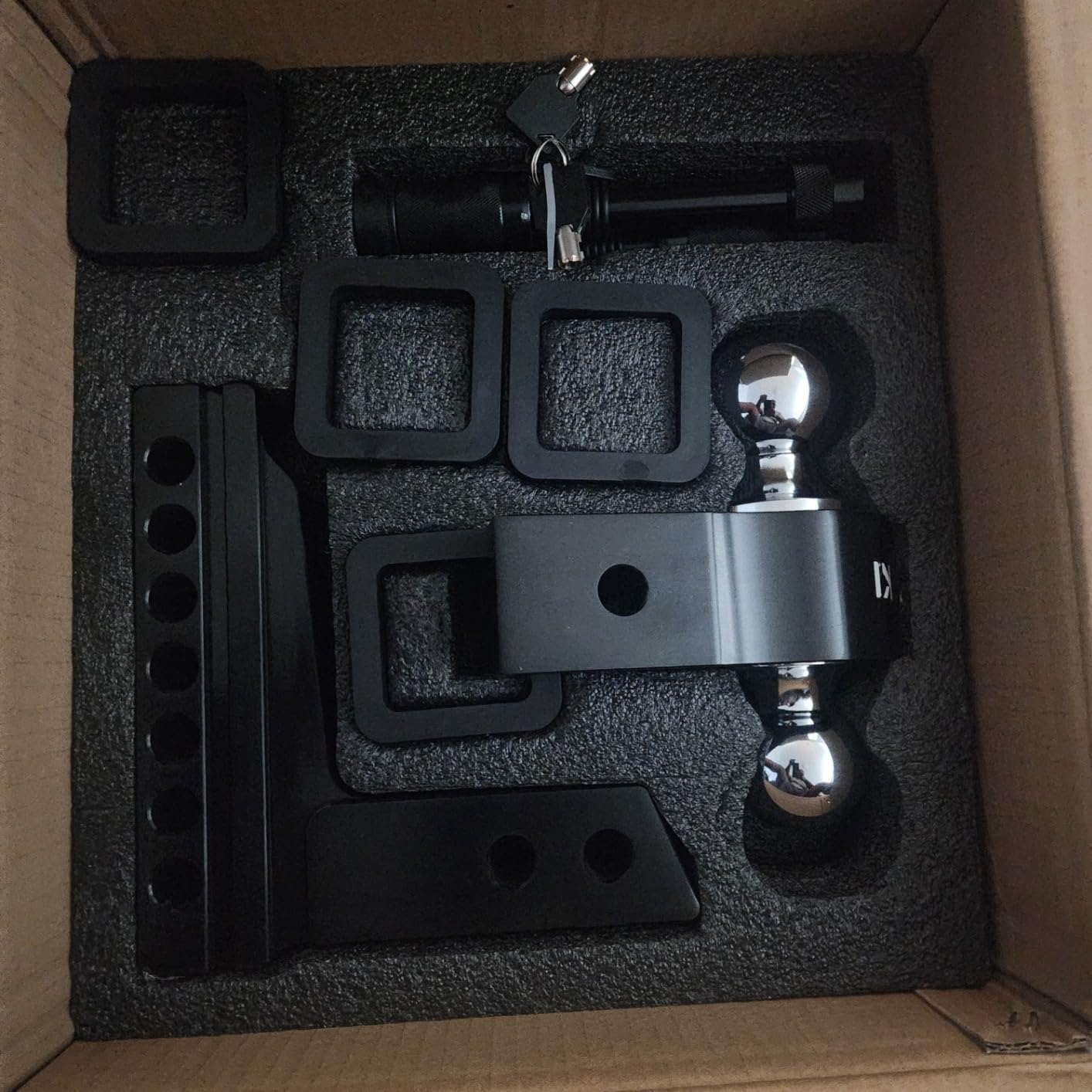 Adjustable Trailer Truck Drop Hitch - Fits 2 Inch Receiver Only, 6 Inch Drop Dual Ball Mount 2