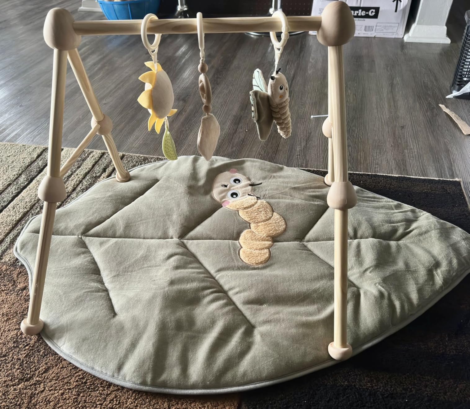 4-in-1 Wooden Baby Play Gym & Activity Mat, Soft Cotton Tummy Time Mat customer photo 2