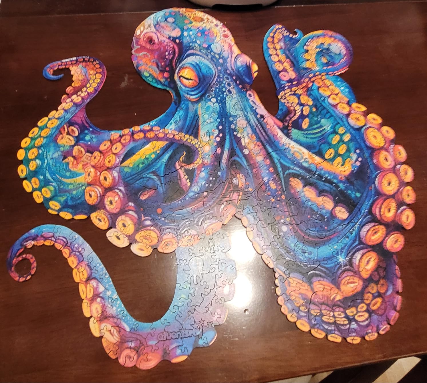 Qiuenisray 500 Piece Puzzles for Adults, Wooden Octopus Jigsaw Puzzles | FSC Certified Cool Puzzles, Unique Shape Ocean Puzzle Piece, Wall Decor, Wood Creative Gift for Family Game 16.9x16.9 in customer photo 1