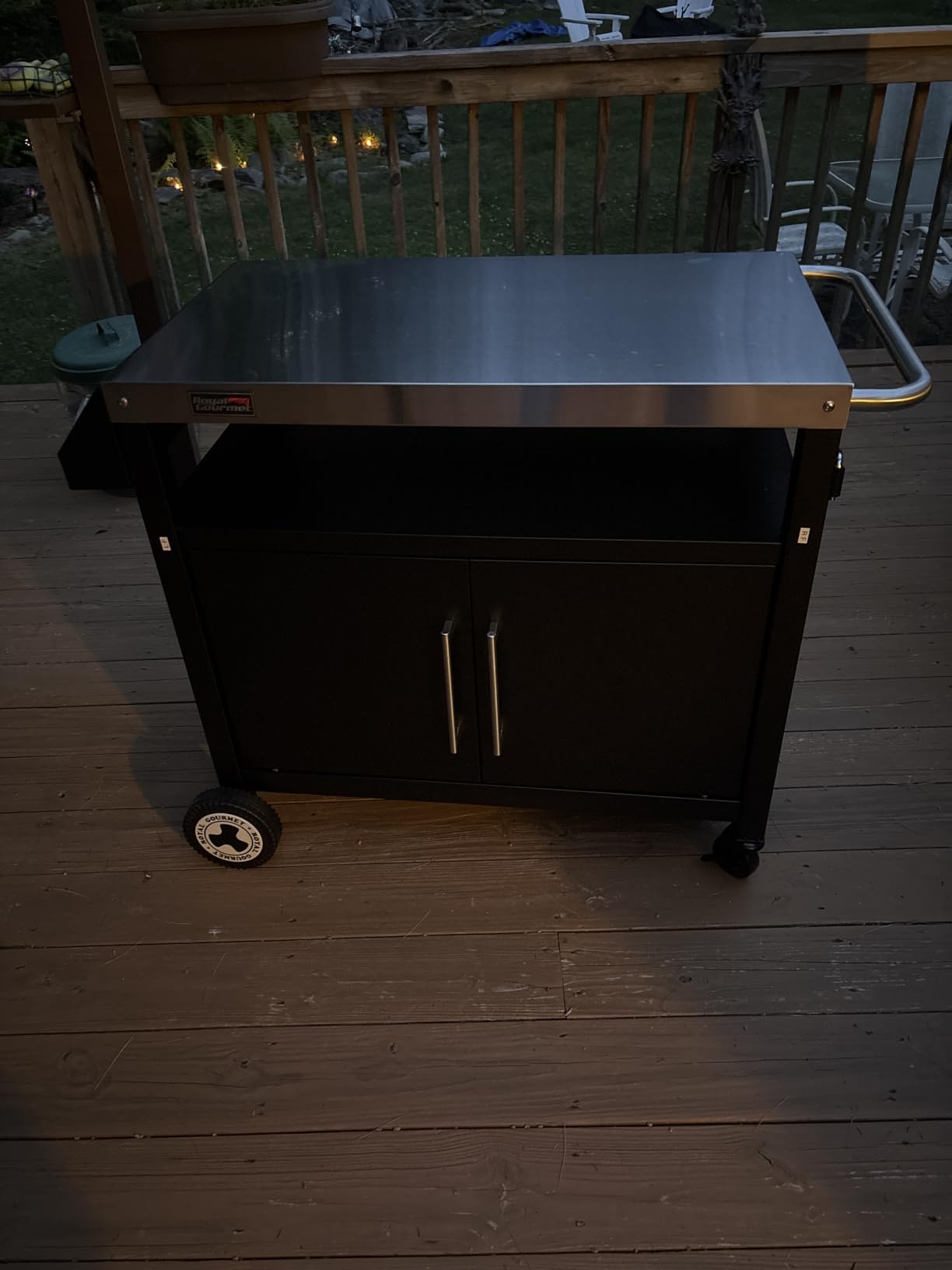 PC3403S Outdoor Grill Cart with Wheels Black | Movable Kitchen Island with Storage Cabinet for BBQ, Stainless Steel Dining Cart Table for Food Prep customer photo 2