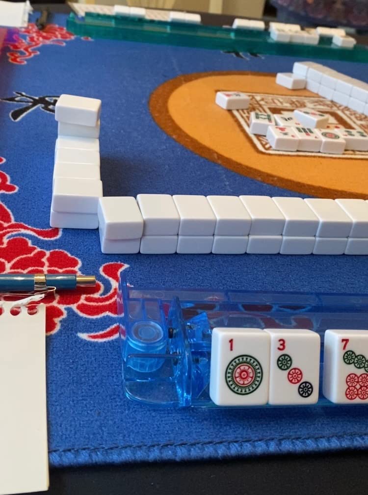 American Mahjong Game Set, 166 Premium White Tiles, 4 All-in-One Color Rack/Pushers, Complete Mahjong Set Blue Carrying Bag customer photo 2