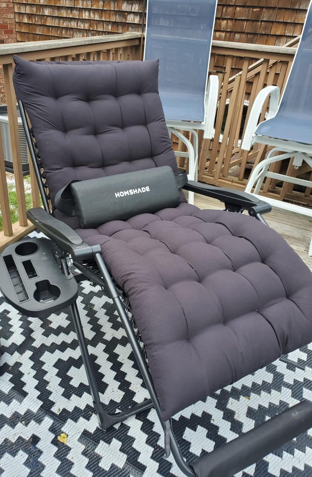HOMSHADE 33 Inch XXL Oversized Zero Gravity Chair, Support 500 LBS, Black | Heavy Duty Zero Gravity Lounge Chair Outdoor, Indoor Recliner Chairs w/Removable Cushion, Footrest, Headrest & Cup Holder customer photo 2