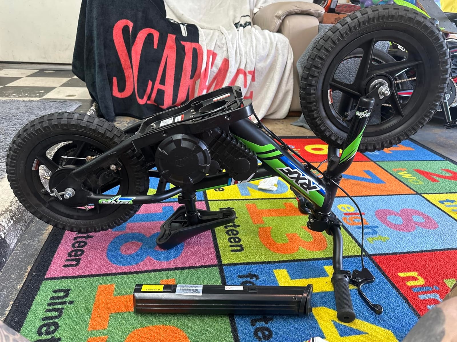 OLALA Electric Dirt Bike for Kids Aged 5-10, 340W Racing Grade Electric Motorcycle with Aluminum Frame, Up to 12MPH & 3 Speed Settings, Safe Disc Brakes, 16IN Knobby Tires customer photo 2