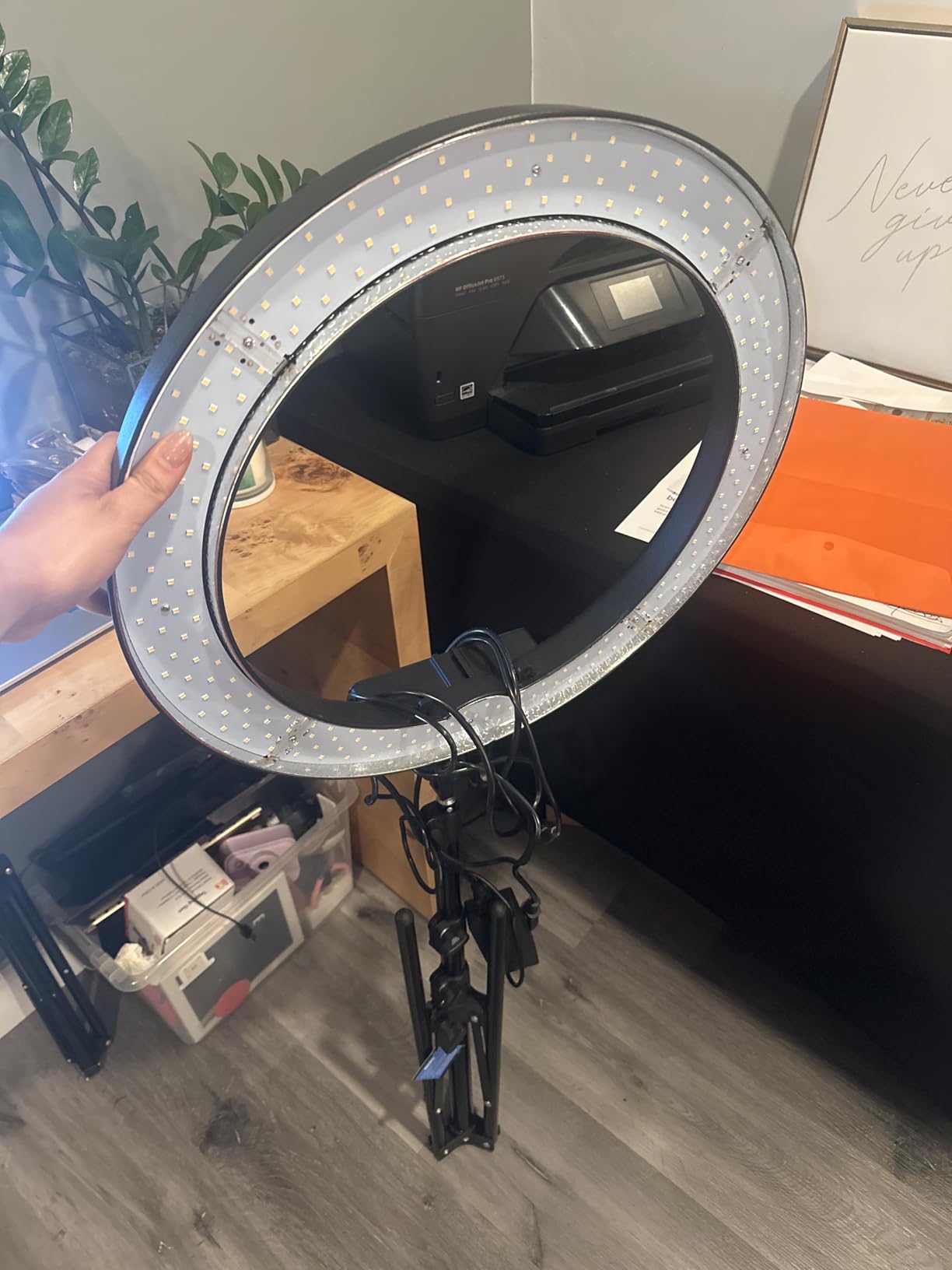 NEEWER RL-18 18 Inch Ring Light with Tripod Stand, 55W Large LED Ringlight | Cold Shoe, Phone Holder, Compatible with iPhone Camera, for Video Recording Photography Streaming Selfie Makeup Studio Photo customer photo 2