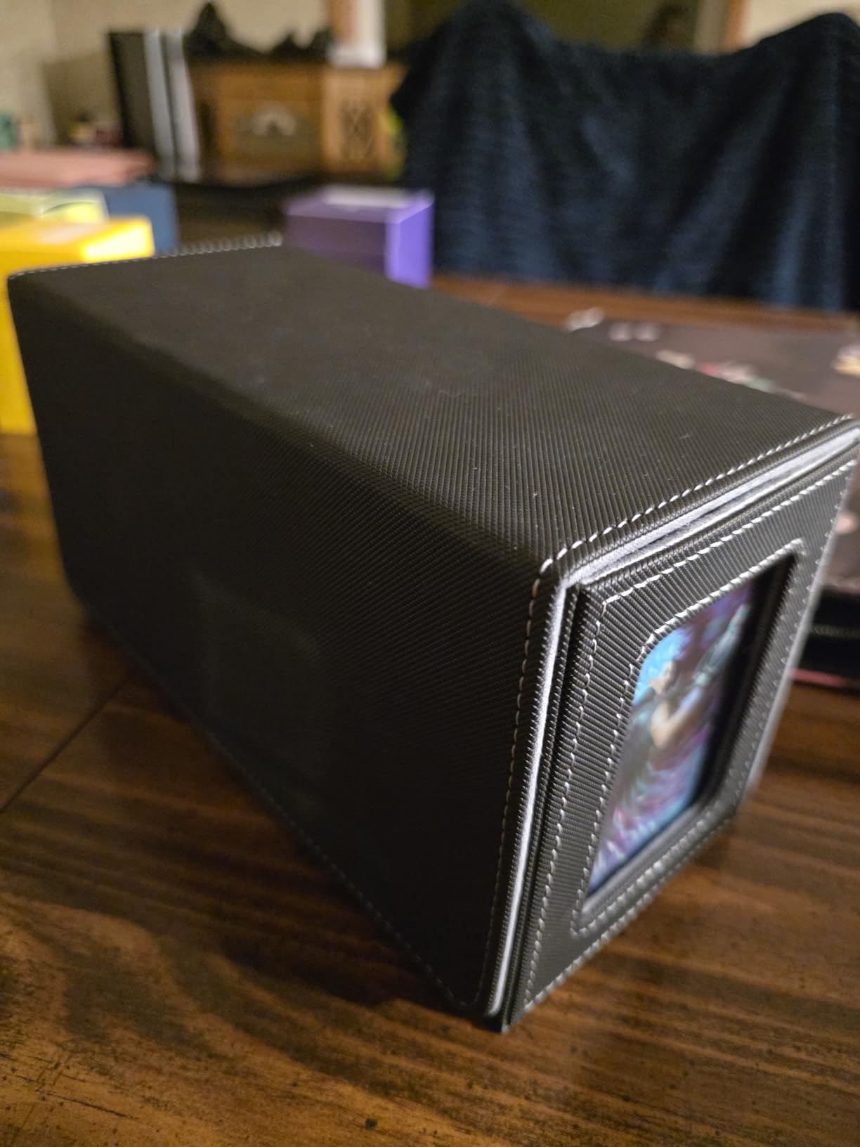 UAONO 3-in-1 MTG Commander Deck Box, Black Gray | 2 Magnetic Card Holders & 1 Dice Tray, Fits 200 Double Sleeved, Card Organizer Compatible with Magic the Gathering customer photo 1