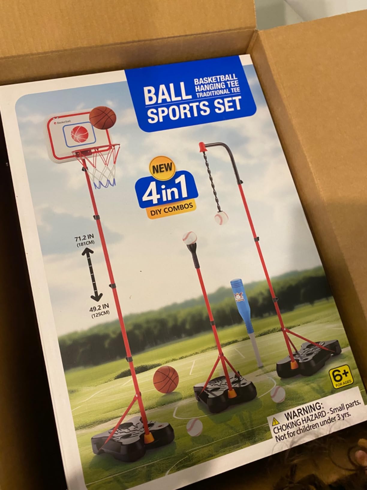 HopeRock 2 in 1 Kids Basketball Hoop and T Ball Set | Adjustable basket ball Stand, Hanging Tee Baseball for Toddlers Boys Ages 2 3 4 5 6 7 8 Years Old, Outdoor Indoor Toys Gifts customer photo 2