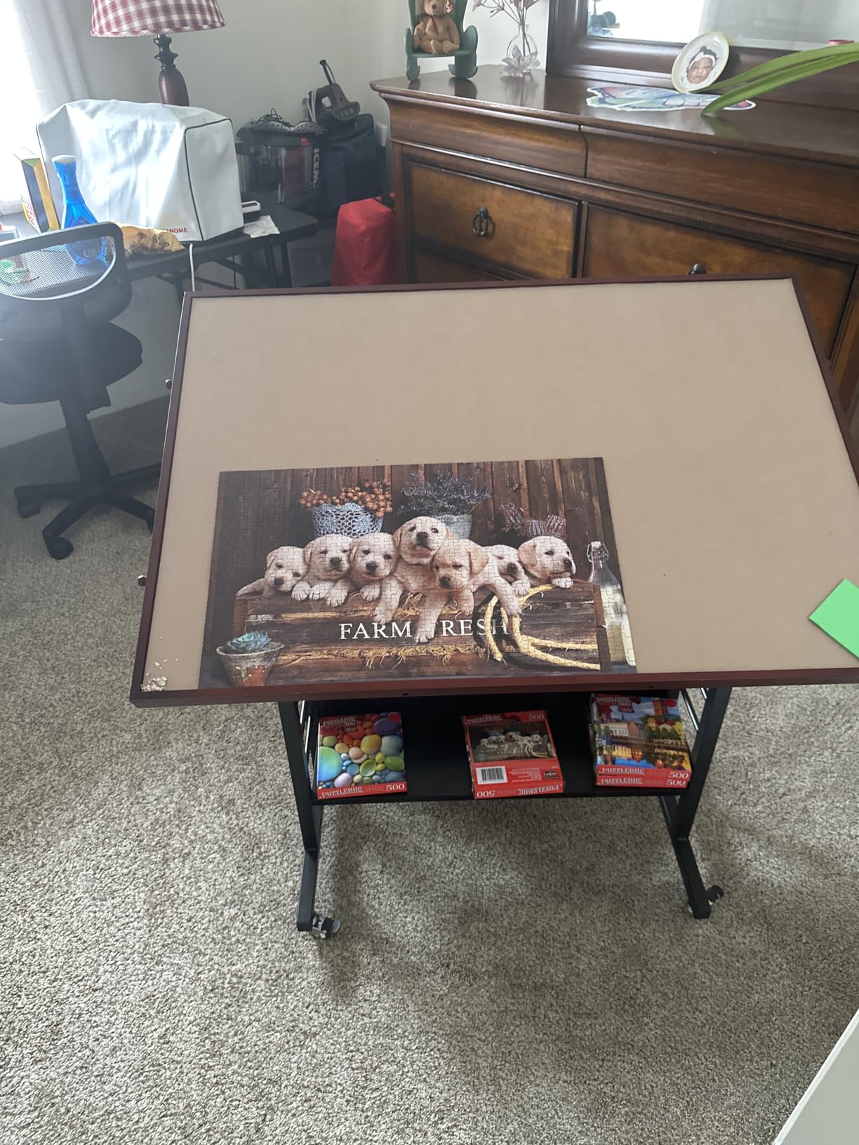 Becko US 1500 Piece Tilting Puzzle Table with 5 Drawers & Protective Cover | Height & 5-Level Angle Adjustable, Ergonomic Jigsaw Board Table for Adults, Easy to Tilt, Relieve Neck & Back Pain customer photo 1
