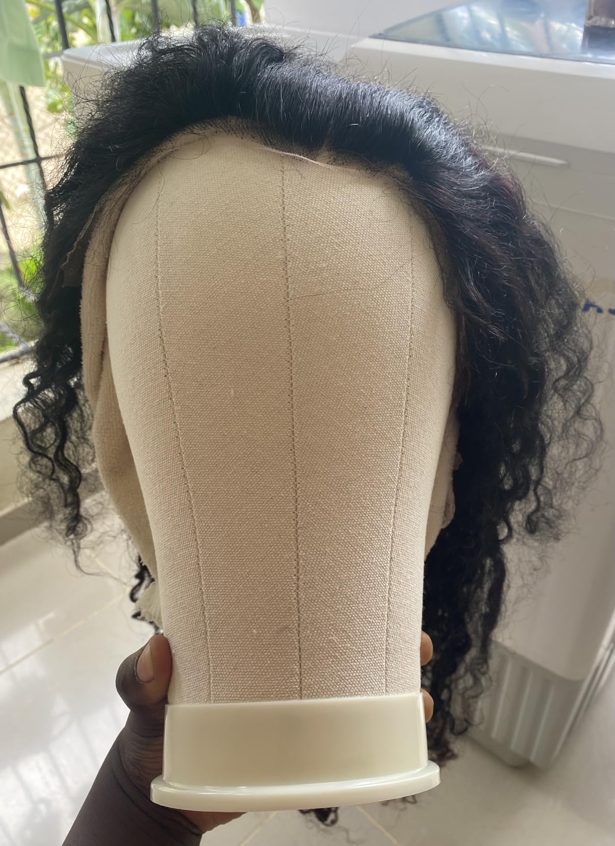 Hemndic Wig Stand with Head, Height Adjustable Wig Stand, Wig Head Stand with Mannequin Head with Extra Wig head Clamp Stand, Black customer photo 1