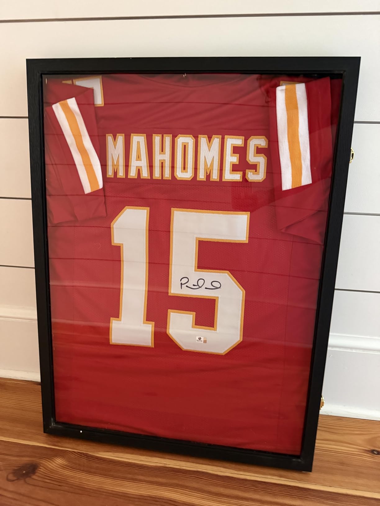 Jersey Wooden Frame Display Case - Shadow Box with 98% UV Protection Acrylic and Hanger for L or XL Baseball Basketball Football Hockey Sport Shirt and Uniform (Black, 1 Pack) customer photo 2