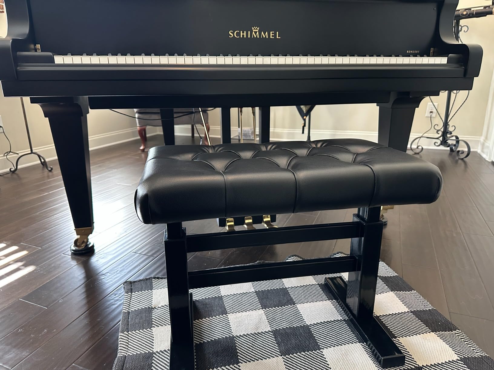 lumizone Hydraulic Lifting Piano Bench Height Adjustable Tufted | Keyboard Bench Heavy Duty Piano Stool with 23.62