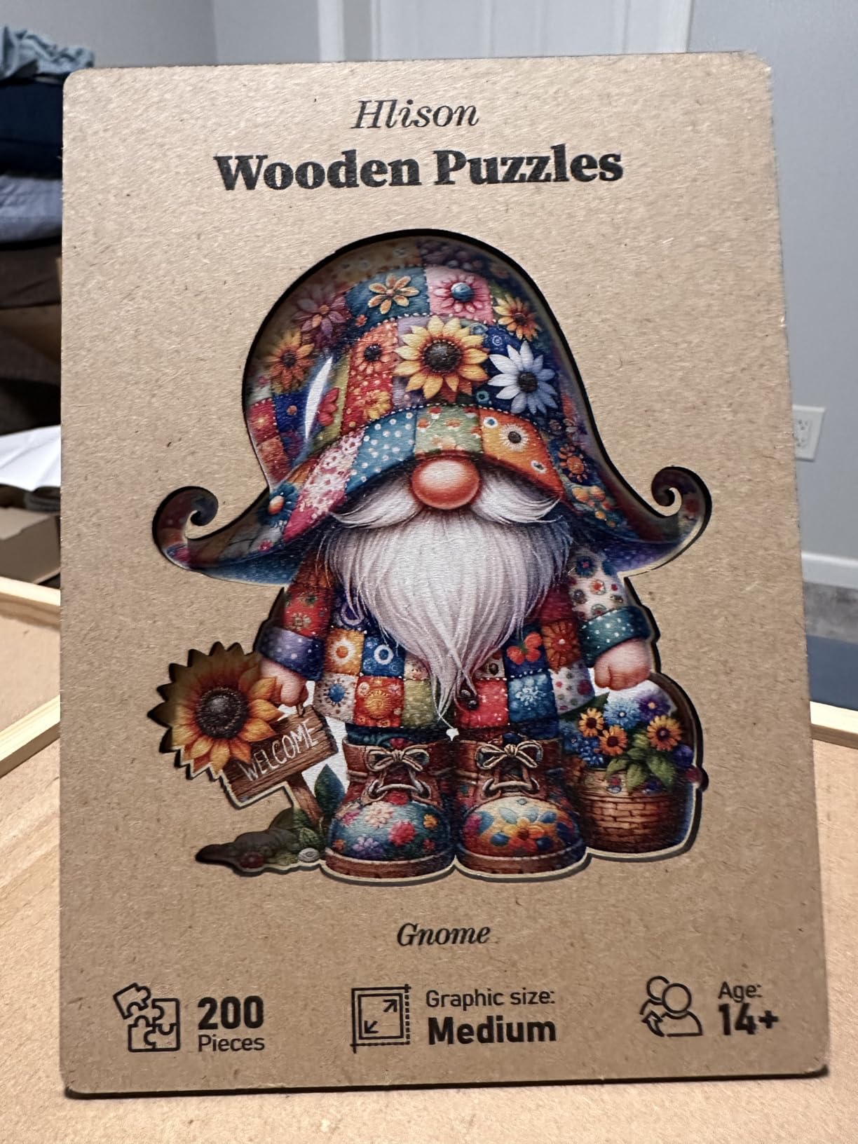 Wooden Jigsaw Puzzles, Gnome Wooden Puzzles for Adults with Unique Shape, Medium 10.3