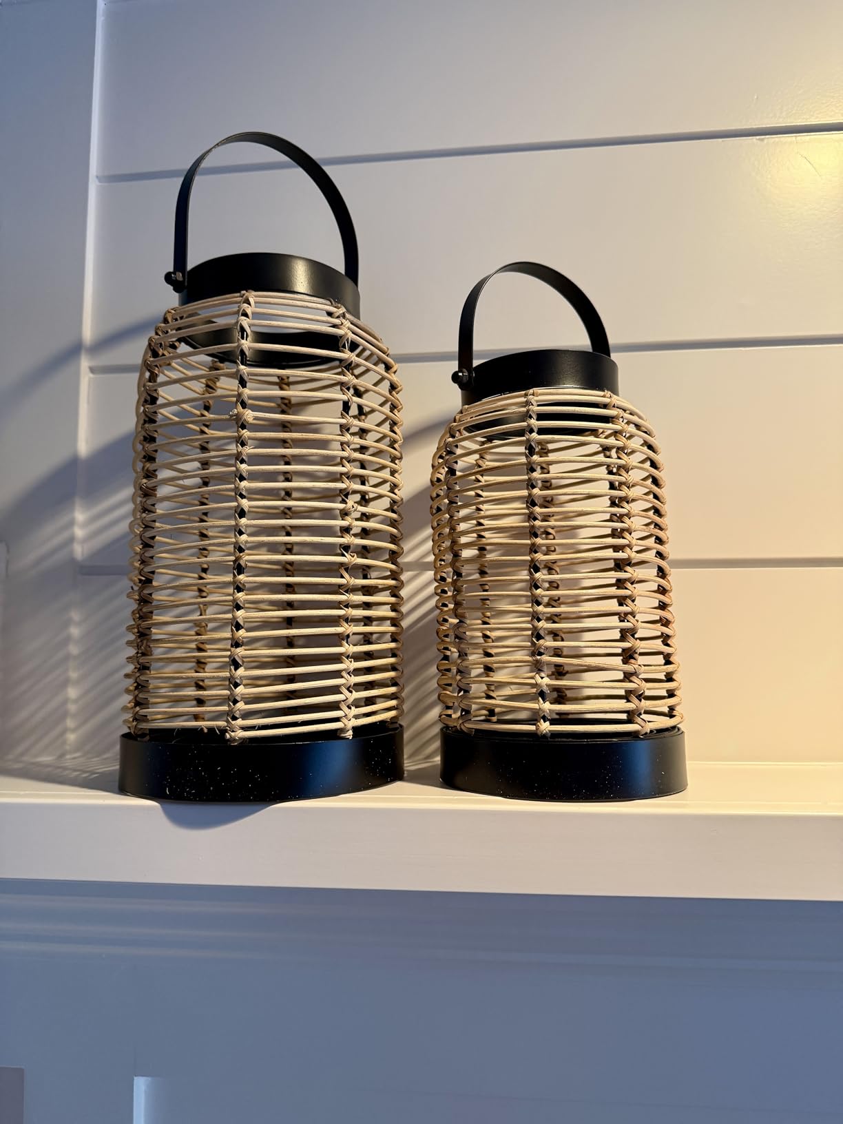 Natural Rattan Boho Lanterns - Handcrafted Chic Farmhouse Decor for Home | Modern Indoor and Outdoor Beauty for Your Living Room, Patio, Porch, Coffee Table or Kitchen Dining Table customer photo 2