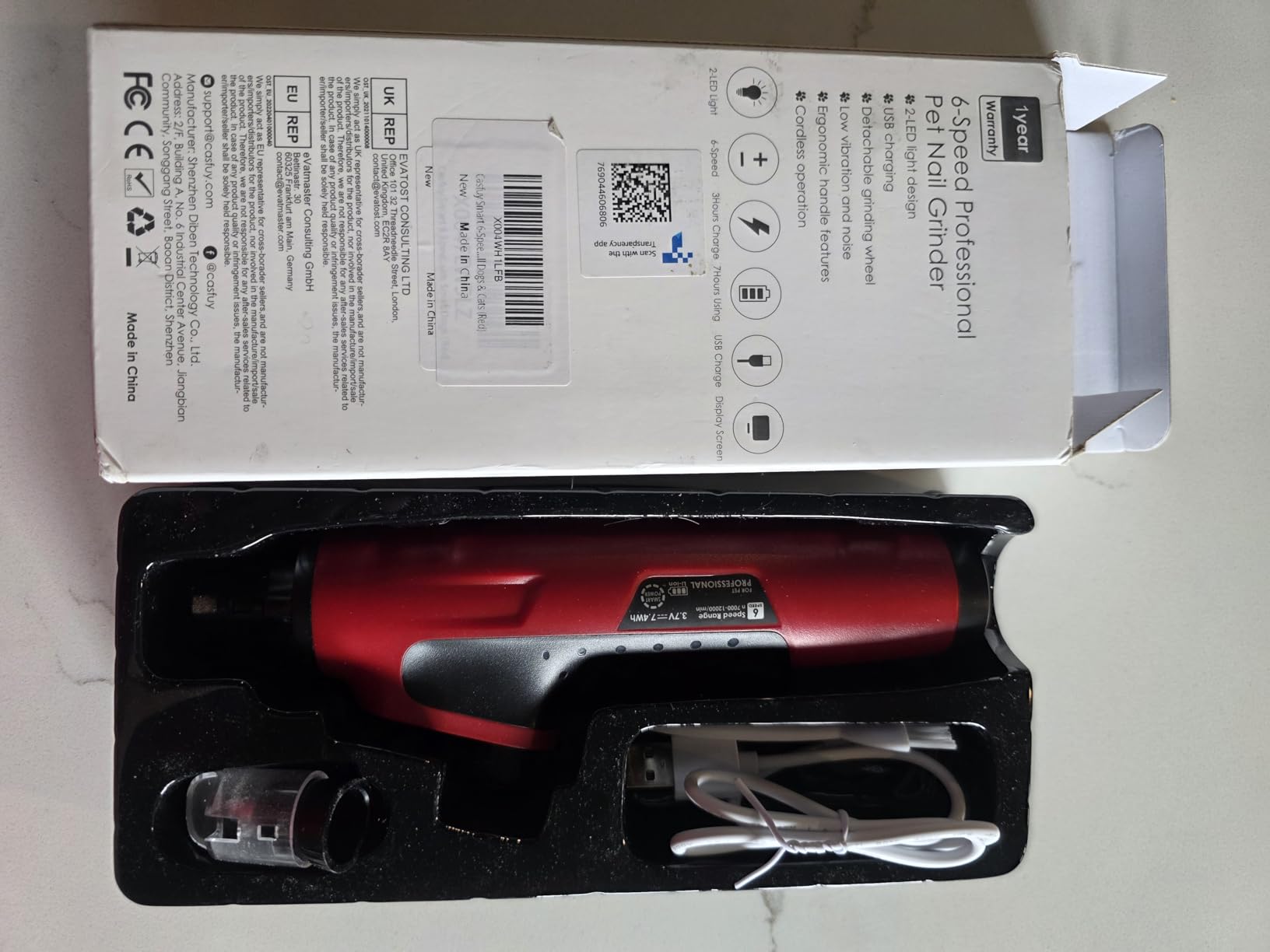 Smart 6-Speed Dog Nail Grinder - 50% More Power Pet Nail Grinder with 2 LED Lights Quiet Rechargeable Electric Dog Nail Trimmers File Toenail Grinder for Large Medium Small Dogs & Cats (DB) customer photo 2