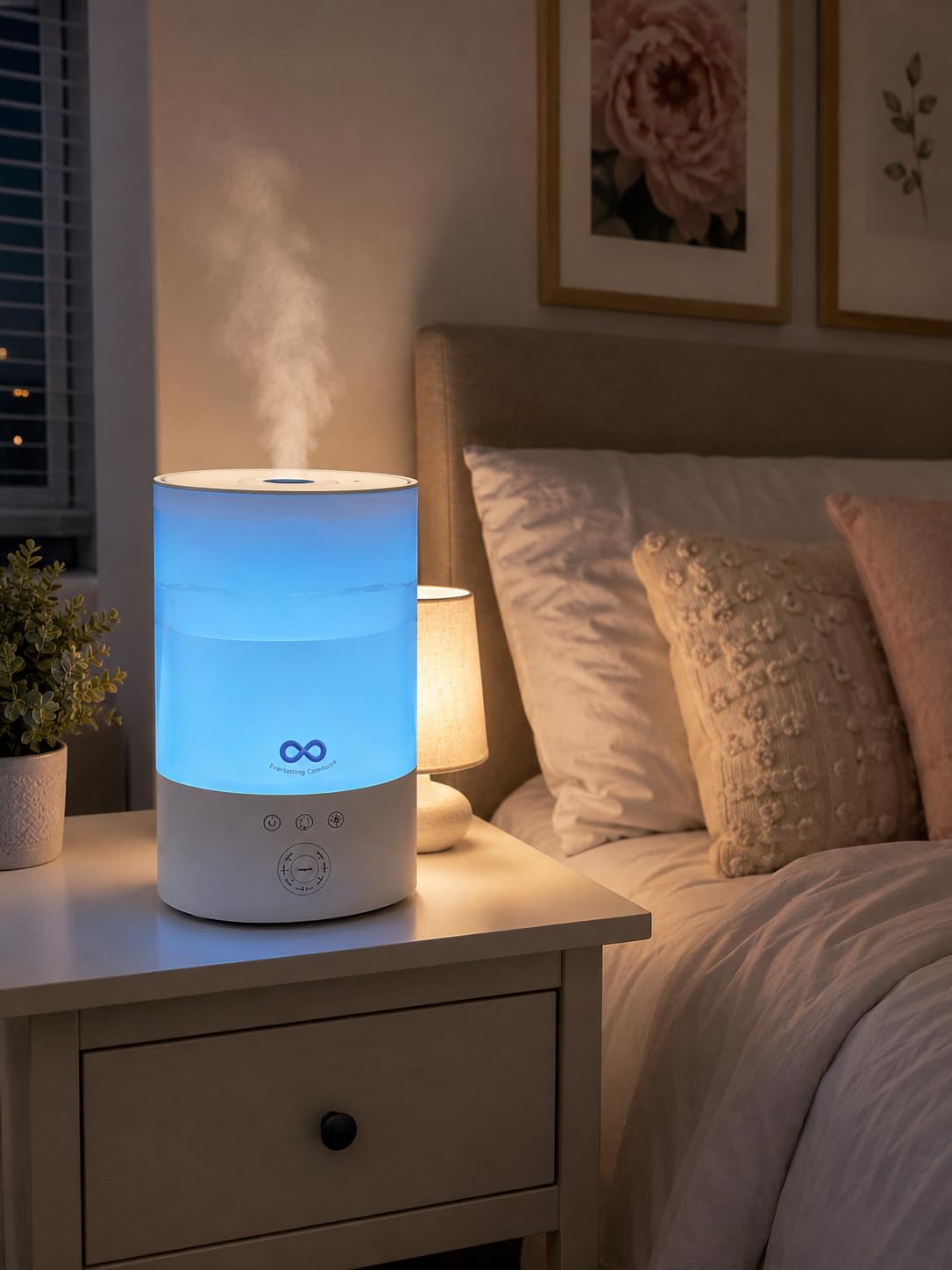 Everlasting Comfort 2.5L Top Fill Humidifier for Bedroom - 28dB Ultra-Quiet, Easy to Fill & Clean, 24HR Runtime, Night Light, Timer, Ultrasonic Cool Mist, Auto Shut-Off for Indoor Use customer photo 1