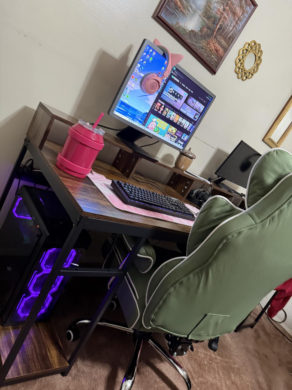 Two Person Desk with Monitor Stand, 78.74