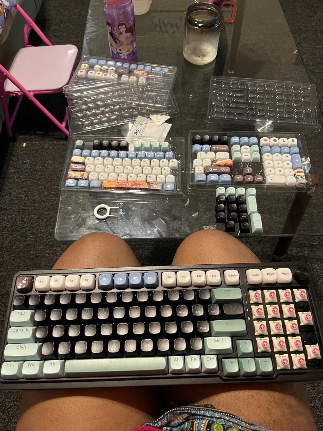 OHY XVX MOA Profile Japanese Fuji Mountain Theme PBT Keycaps Set, 140-Key Coffee & Cream Custom Keycaps for US Layout Mechanical Keyboards (Brown/Beige Design with Key Puller) customer photo 2