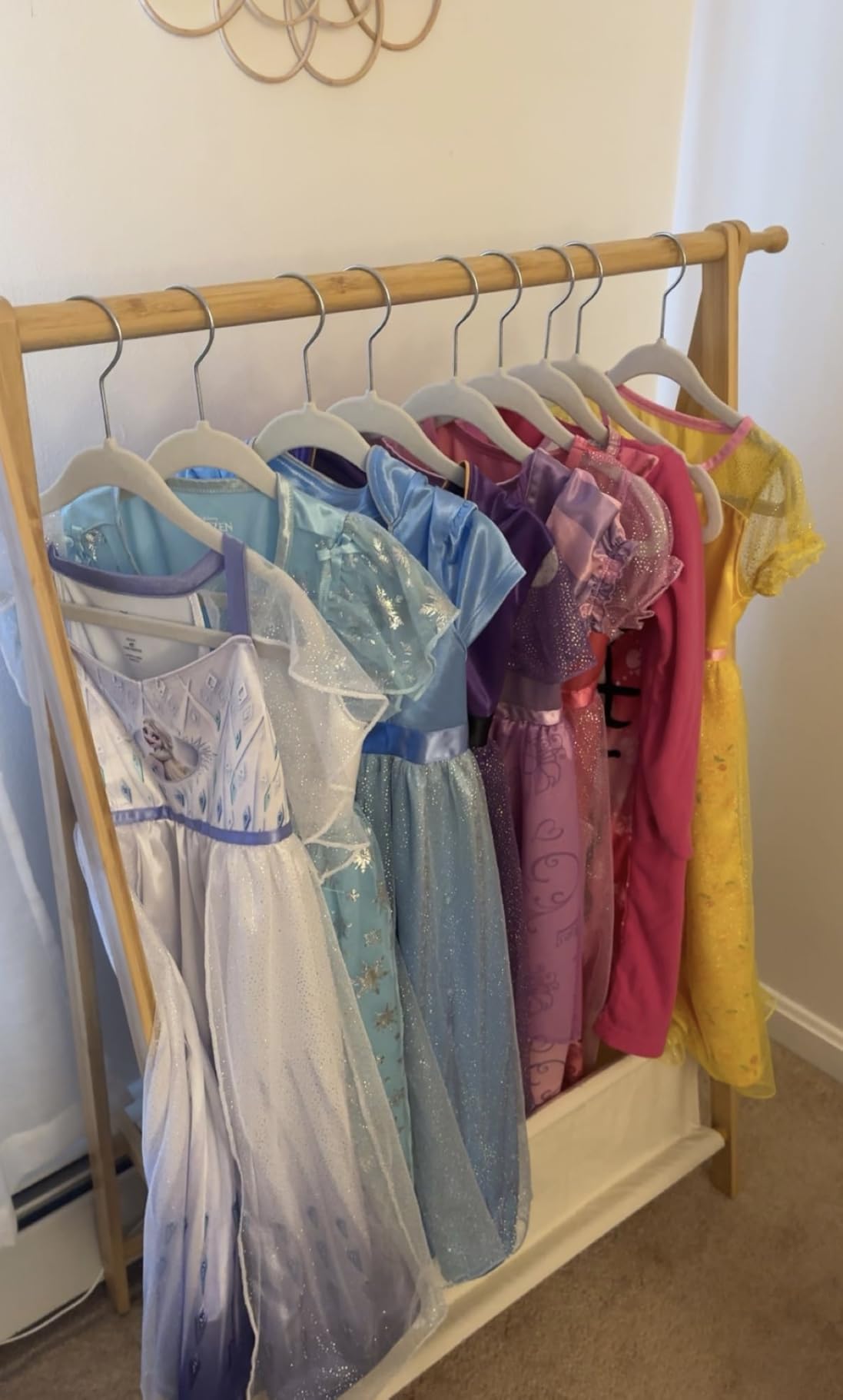 Kids Clothing Rack with Storage, Dress Up Rack, Child ClothesRack, Small Garment, for Costume, Bamboo (Natural Color) customer photo 2