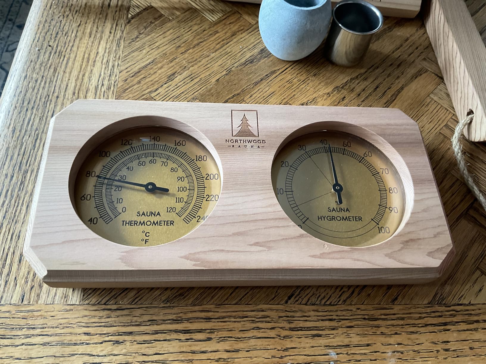Northwood Sauna - Sauna Accessories Kit - Handmade from Canadian Red Cedar Wood - Core Set (Bucket & Ladle, Thermometer & Hygrometer, Sand Timer, Aromatherapy Cup) customer photo 1